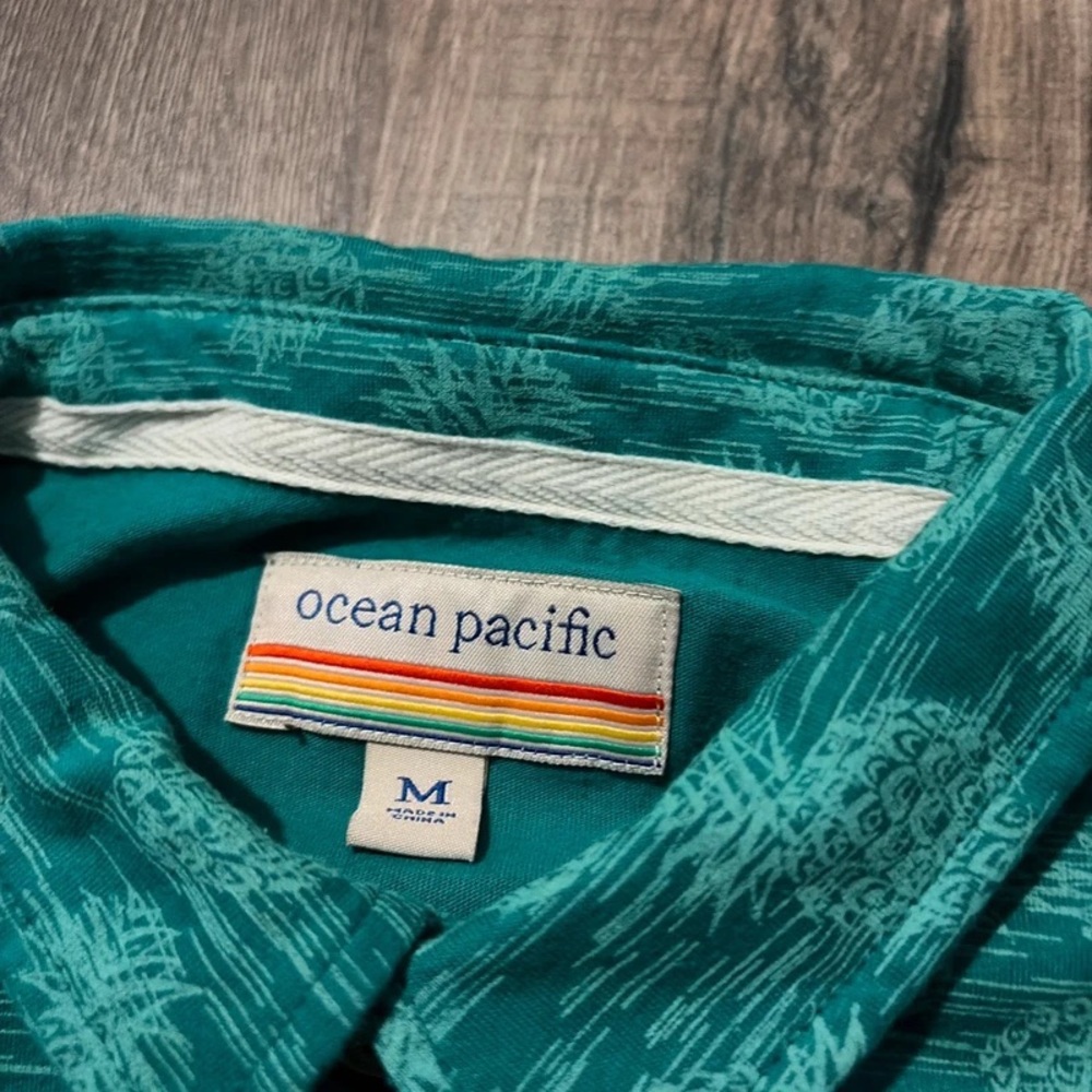 OP Teal Green Short-Sleeve Button-Down Shirt - Picture 3 of 3